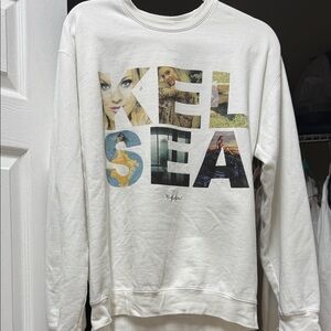 White Graphic Crew Neck Sweater